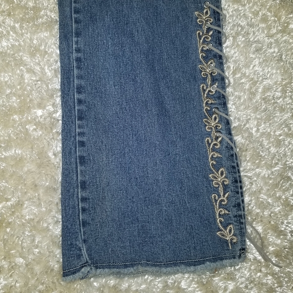 LA Blues Y2k Lace Up Hi Rise Flare Jeans Spandex Blend Sz 10 (30x30) - Picture 7 of 10